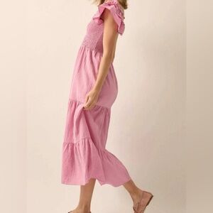 Spring fling stripe ruffled midi dress by Promesa